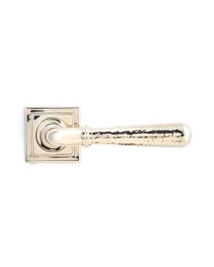 Polished Nickel Hammered Newbury Lever on Rose Set (Square) - Unsprung