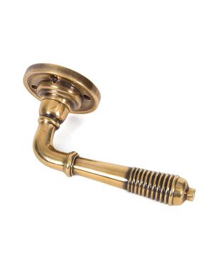 Aged Brass Reeded Lever on Rose Set - Unsprung