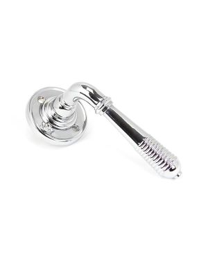 Polished Chrome Reeded Lever on Rose Set - Unsprung