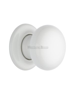 Mortice Knob on Rose White Design Porcelain