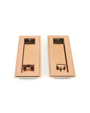 Polished Bronze 175mm Art Deco Rectangular Pull -Privacy Set