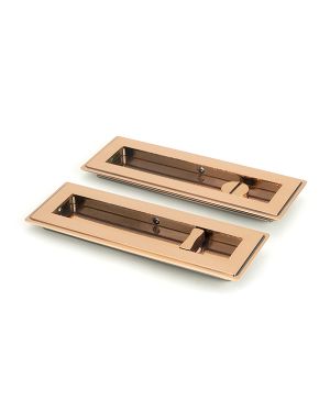 Polished Bronze 175mm Art Deco Rectangular Pull -Privacy Set