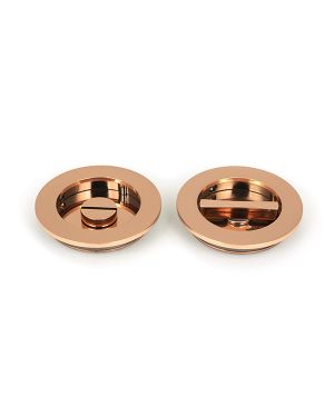 Polished Bronze 75mm Plain Round Pull - Privacy Set