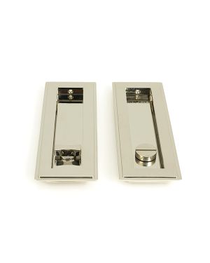 Polished Nickel 175mm Art Deco Rectangular Pull -Privacy Set