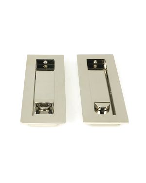 Polished Nickel 175mm Plain Rectangular Pull - Privacy Set