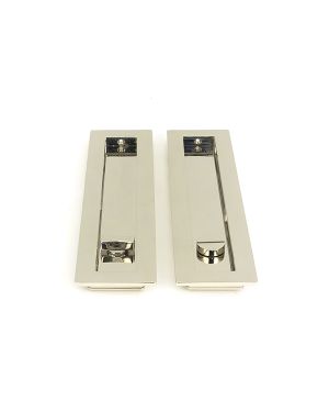 Polished Nickel 250mm Plain Rectangular Pull - Privacy Set