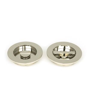 Polished Nickel 75mm Plain Round Pull - Privacy Set