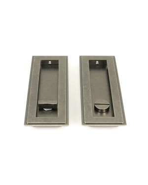 Pewter 175mm Art Deco Rectangular Pull - Privacy Set