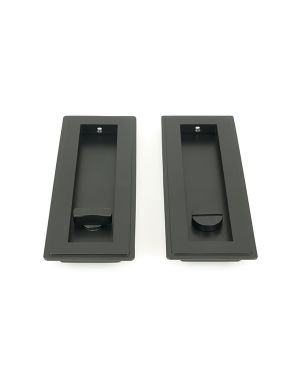 Matt Black 175mm Art Deco Rectangular Pull - Privacy Set