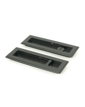 Matt Black 175mm Art Deco Rectangular Pull - Privacy Set