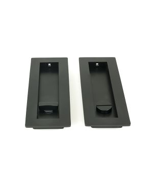 Matt Black 175mm Plain Rectangular Pull - Privacy Set