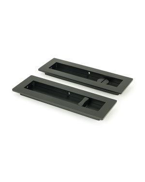 Matt Black 175mm Plain Rectangular Pull - Privacy Set