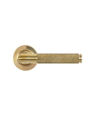 Polished Brass Brompton Lever on Rose Set (Plain)