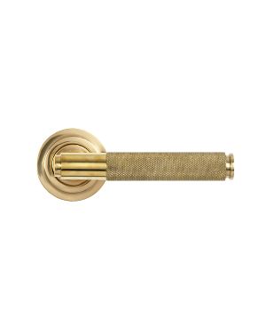 Polished Brass Brompton Lever on Rose Set (Art Deco) - Unsprung