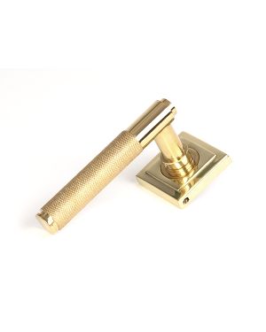 Polished Brass Brompton Lever on Rose Set (Square)