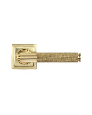 Polished Brass Brompton Lever on Rose Set (Square) - Unsprung