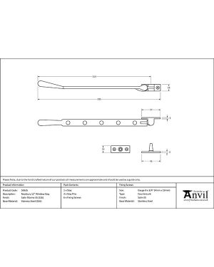 Satin Marine SS (316) 12" Newbury Stay