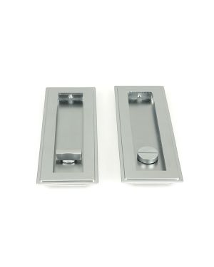 Satin Chrome 175mm Art Deco Rectangular Pull - Privacy Set