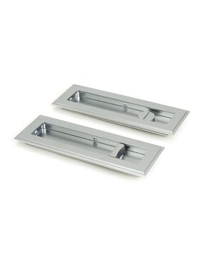 Satin Chrome 175mm Art Deco Rectangular Pull - Privacy Set