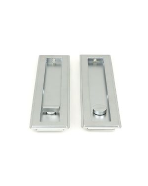 Satin Chrome 250mm Art Deco Rectangular Pull - Privacy Set