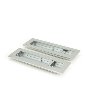 Satin Chrome 175mm Plain Rectangular Pull - Privacy Set