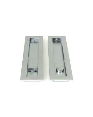 Satin Chrome 250mm Plain Rectangular Pull - Privacy Set