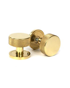 Polished Brass Brompton Mortice/Rim Knob Set (Plain)