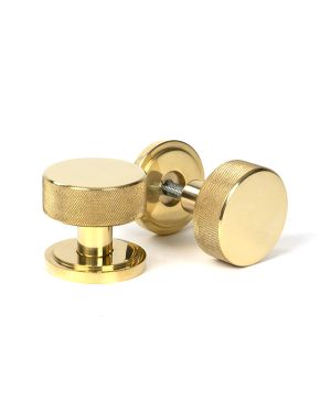 Polished Brass Brompton Mortice/Rim Knob Set (Art Deco)