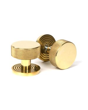 Polished Brass Brompton Mortice/Rim Knob Set (Beehive)