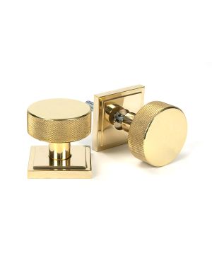 Polished Brass Brompton Mortice/Rim Knob Set (Square)
