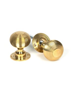 Polished Brass Heavy Beehive Mortice/Rim Knob Set