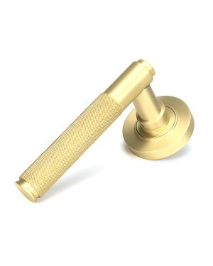 Satin Brass Brompton Lever on Rose Set (Plain) - Unsprung