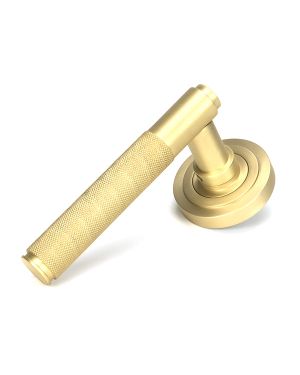 Satin Brass Brompton Lever on Rose Set (Art Deco) - Unsprung