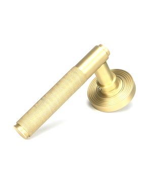 Satin Brass Brompton Lever on Rose Set (Beehive) - Unsprung