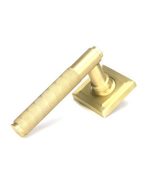 Satin Brass Brompton Lever on Rose Set (Square) - Unsprung