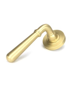 Satin Brass Newbury Lever on Rose Set (Plain)