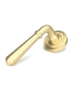 Satin Brass Newbury Lever on Rose Set (Art Deco) - Unsprung