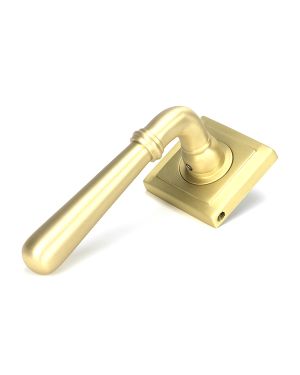 Satin Brass Newbury Lever on Rose Set (Square) - Unsprung