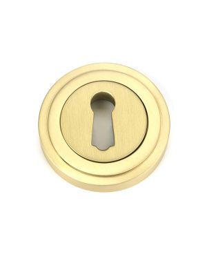 Satin Brass Round Escutcheon (Art Deco)