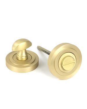 Satin Brass Round Thumbturn Set (Art Deco)