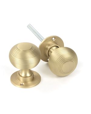 Satin Brass Heavy Beehive Mortice/Rim Knob Set