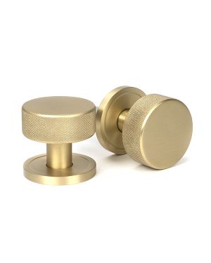 Satin Brass Brompton Mortice/Rim Knob Set (Plain)