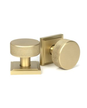 Satin Brass Brompton Mortice/Rim Knob Set (Square)