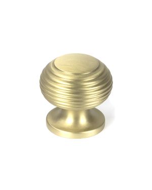 Satin Brass Beehive Cabinet Knob 30mm