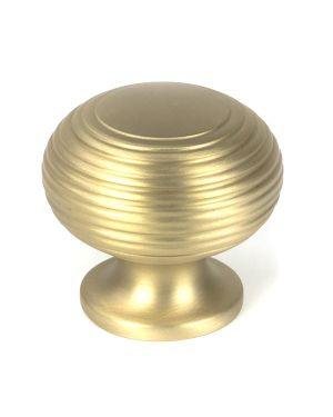 Satin Brass Beehive Cabinet Knob 40mm