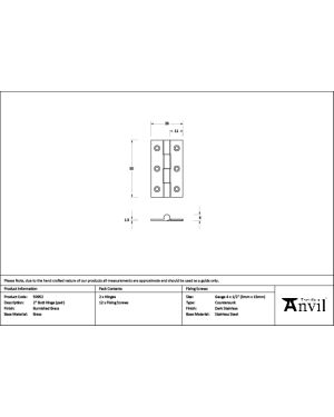 Burnished Brass 2" Butt Hinge (pair)