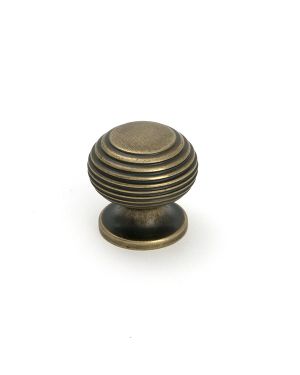 Burnished Brass Beehive Cabinet Knob 30mm