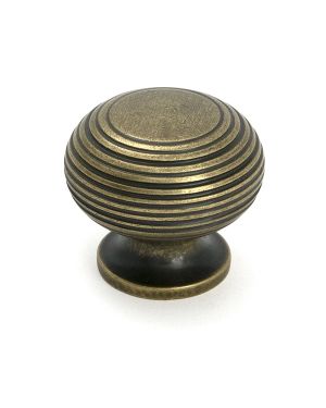 Burnished Brass Beehive Cabinet Knob 40mm