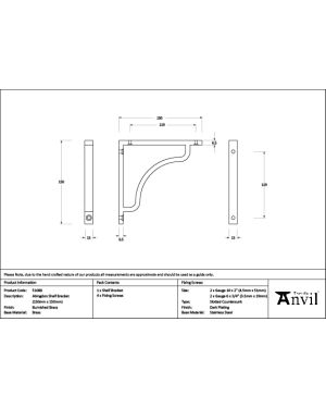 Burnished Brass Abingdon Shelf Bracket (150mm x 150mm)
