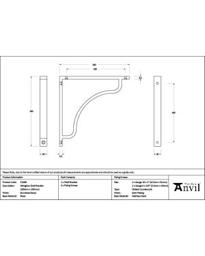 Burnished Brass Abingdon Shelf Bracket (200mm x 200mm)